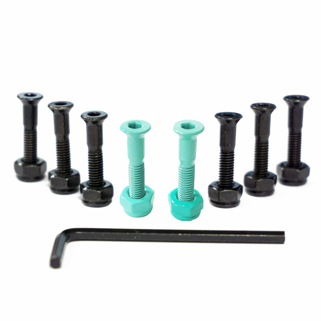 CORE Skateboard Mounting Hardware 1in Bolts Teal I Skateboard Hardware